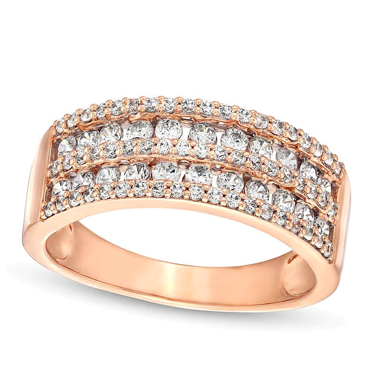 0.75 ct. Gesamtgewicht Diamant mehrreihiger Ring in 10K Roségold