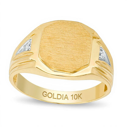 Signet-Ring mit Diamant-Akzent in 10K Gelbgold