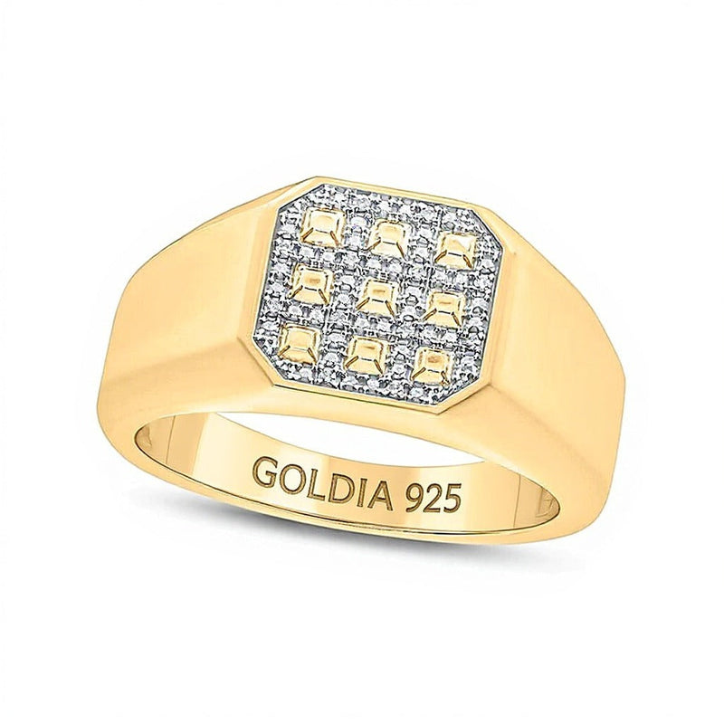 Signet-Ring mit Diamanten in 14K Weißgold für Damen