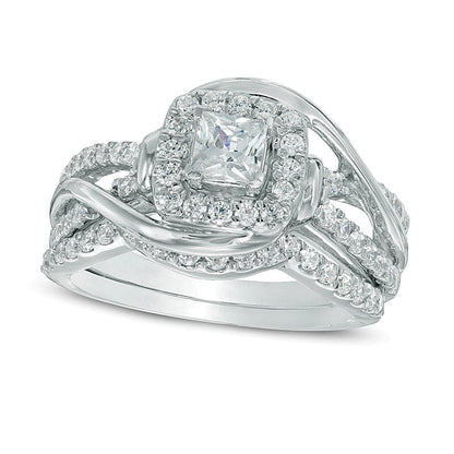 1.0 CT. TW Braut-Set mit Diamanten im Princess- und Rundschliff in 10K Weißgold