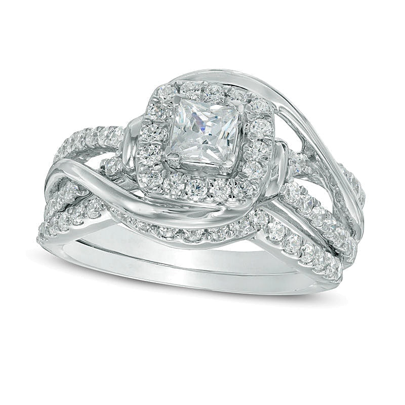 1.0 CT. TW Braut-Set mit Diamanten im Princess- und Rundschliff in 10K Weißgold