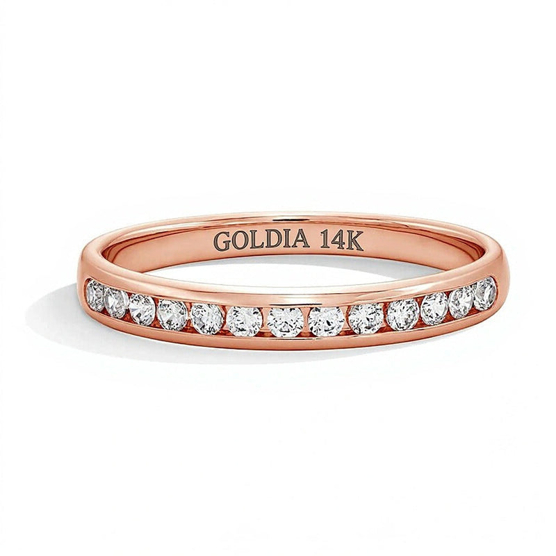 0,25 ct. Gesamtgewicht Diamant-Ring kanalgefasst mit dreizehn Steinen in 14K Roségold