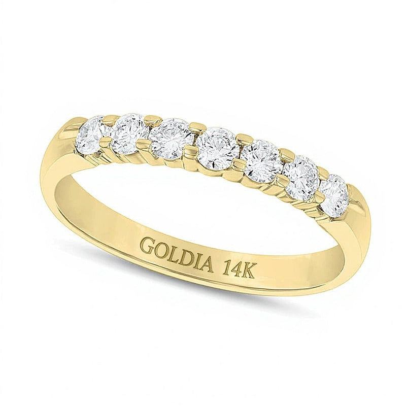 0,5 ct. Gesamtgewicht Diamant Memoire-Ring mit sieben Steinen in 14K Gelbgold (G/SI2)