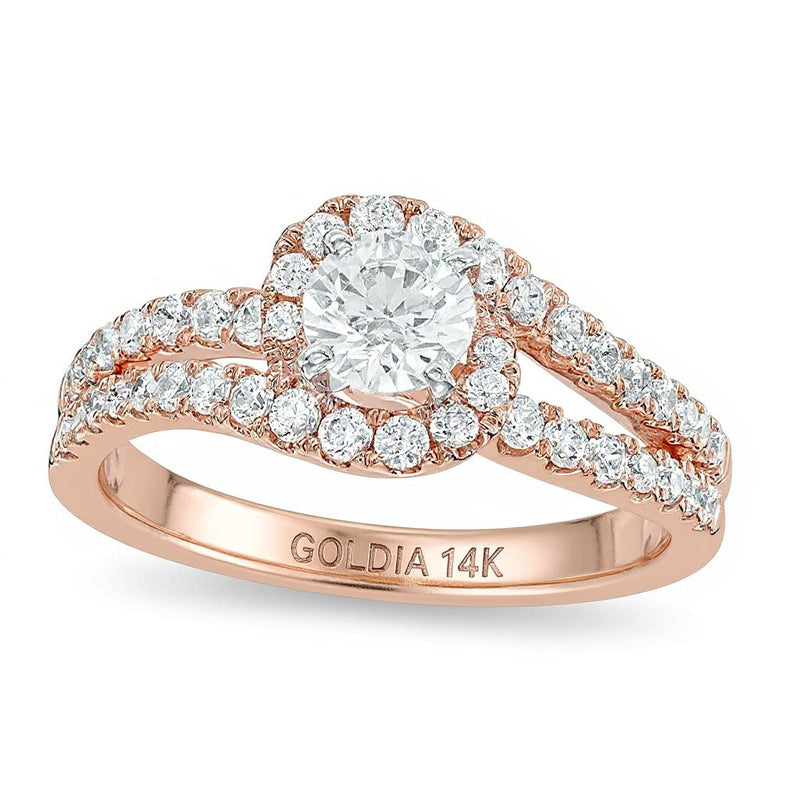 1.0 CT. TW Diamant Halo-Verlobungsring in 14K Roségold