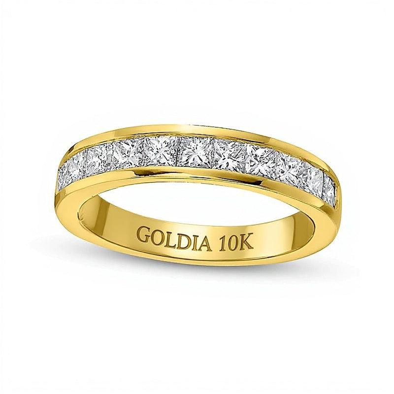 1.0 ct. Gesamtgewicht Memoire-Ring mit elf Diamanten im Princess-Schliff in 10K Gelbgold
