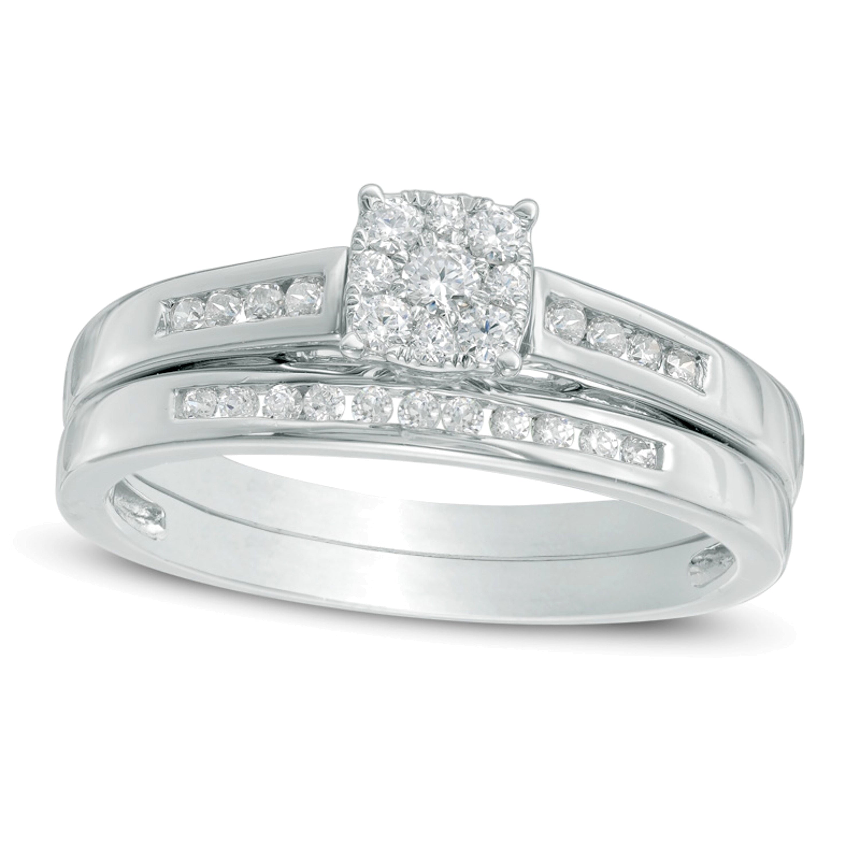 Brautset mit Diamanten 0,33 ct. Gesamtgewicht in 10K Weißgold