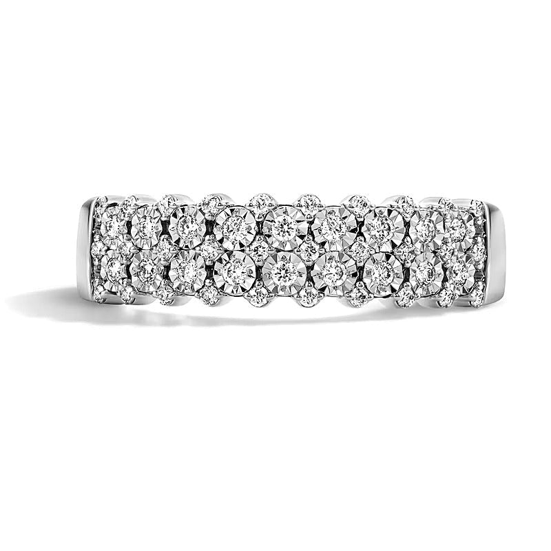 0.25 ct. Gesamtgewicht Diamant-Memoire-Ring mehrreihig in 10K Weißgold