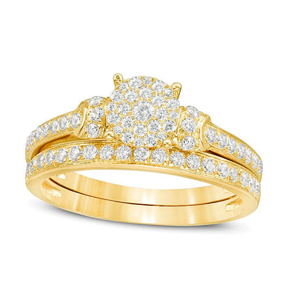 0.5 ct. Gesamtgewicht Komposit-Diamant Brautset in 14K Gelbgold