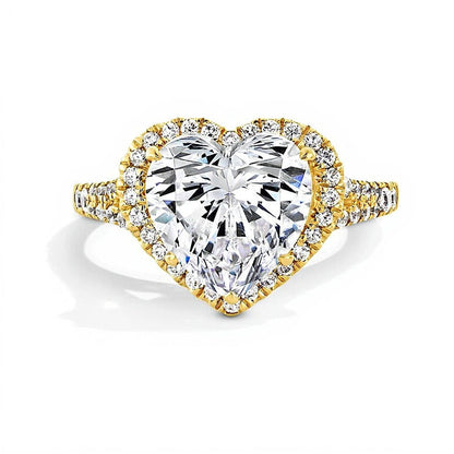 3.63 ct. Gesamtgewicht Verlobungsring mit Labordiamanten im Herz-Schliff in 14K Gelbgold (F/VS2)