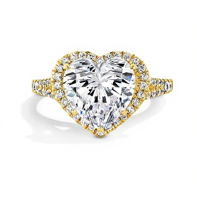 3.63 ct. Gesamtgewicht Verlobungsring mit Labordiamanten im Herz-Schliff in 14K Gelbgold (F/VS2)