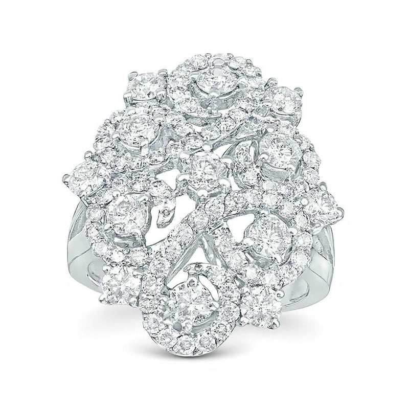 2.5 CT. Gesamtgewicht Diamant Fashion-Ring mit Filigran-Wirbel in 14K Weißgold