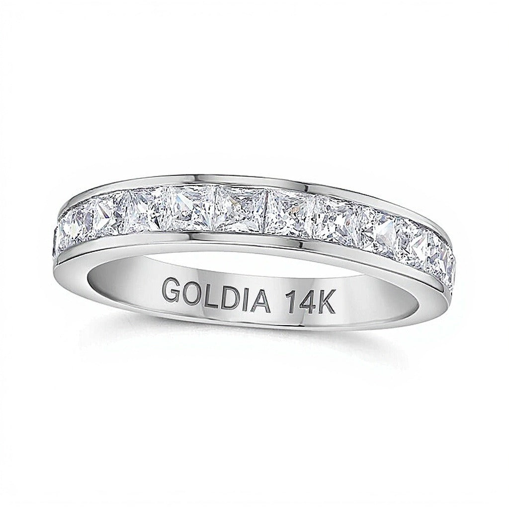 1.0 CT. Gesamtgewicht Ehering mit Diamanten im Princess-Schliff in 14K Weißgold (I/SI2)