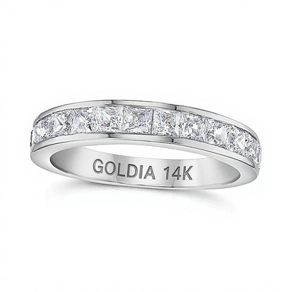 1.0 CT. Gesamtgewicht Ehering mit Diamanten im Princess-Schliff in 14K Weißgold (I/SI2)