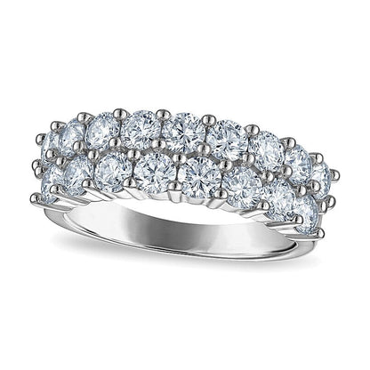 2.0 ct. Gesamtgewicht Memoire-Ring mit Labordiamanten in Doppelreihe aus 10K Weißgold (F/VS2)