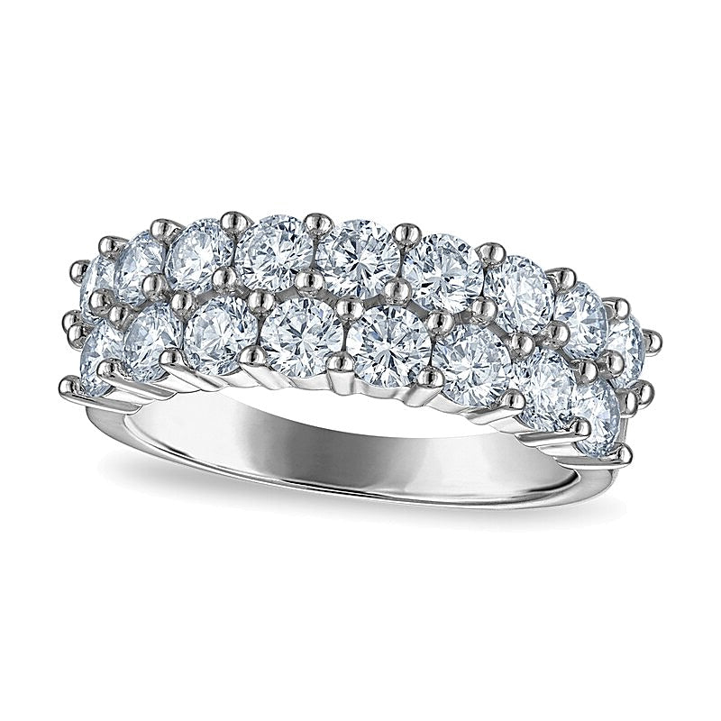 2.0 ct. Gesamtgewicht Memoire-Ring mit Labordiamanten in Doppelreihe aus 10K Weißgold (F/VS2)
