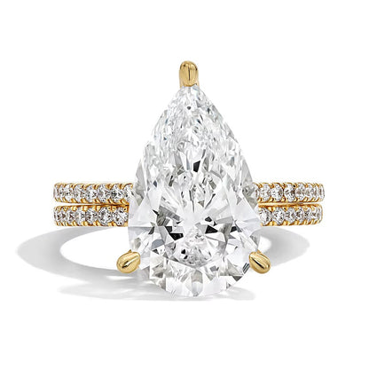 5.63 CT. TW Braut-Set mit tropfenförmigen Labordiamanten in 14K Gelbgold (F/VS2)