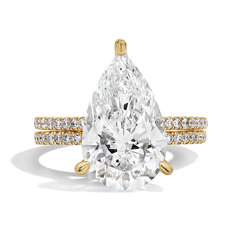 5.63 CT. TW Braut-Set mit tropfenförmigen Labordiamanten in 14K Gelbgold (F/VS2)