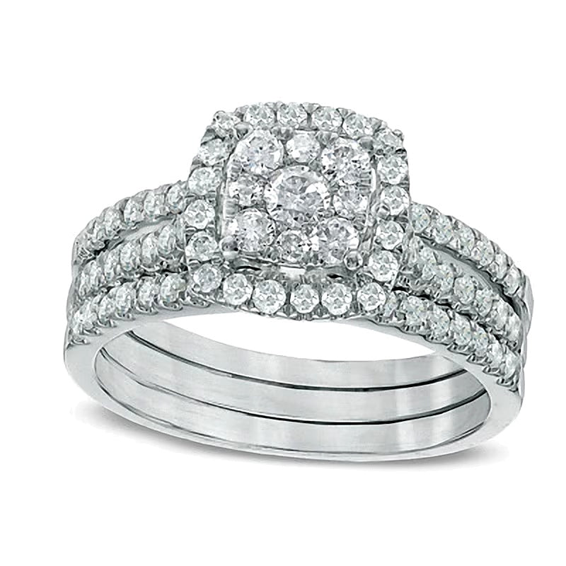 Diamant-Brautset im Komposit-Rahmen 1.0 CT. Gesamtgewicht in 10K Weißgold