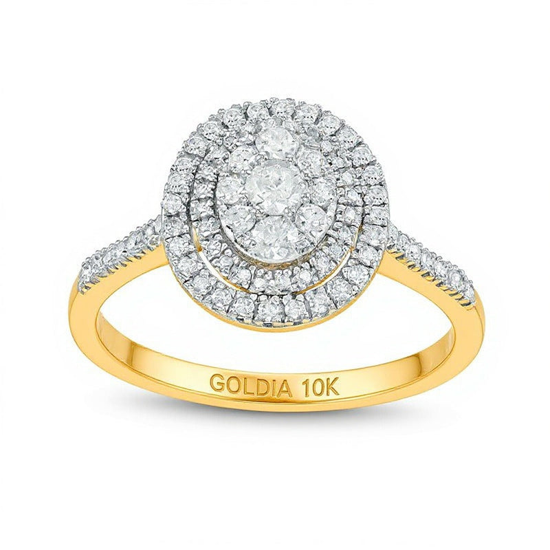 Fashion-Ring mit ovalem Diamant-Komposit 0.5 ct. Gesamtgewicht in 10K Gelbgold