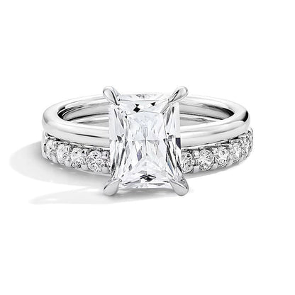 2.0 ct. Gesamtgewicht Labordiamant-Braut-Set im Radiant-Schliff in 14K Weißgold (F/VS2)