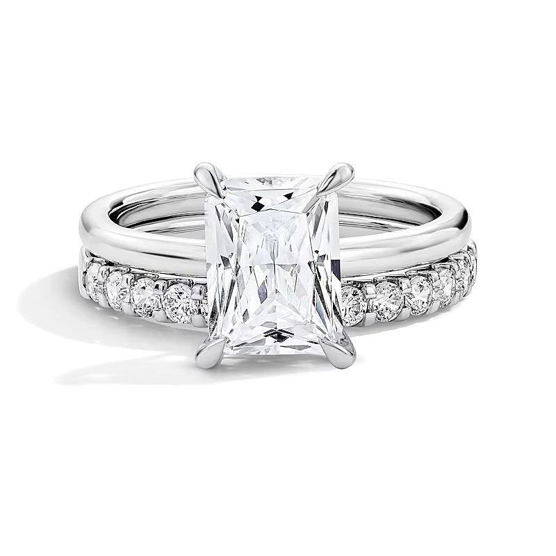 2.0 ct. Gesamtgewicht Labordiamant-Braut-Set im Radiant-Schliff in 14K Weißgold (F/VS2)