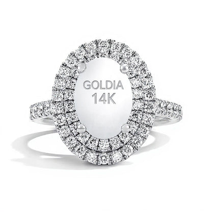 3.0 CT. TW Halo-Verlobungsring mit ovalem Labordiamant in 14K Weißgold (F/VS2)