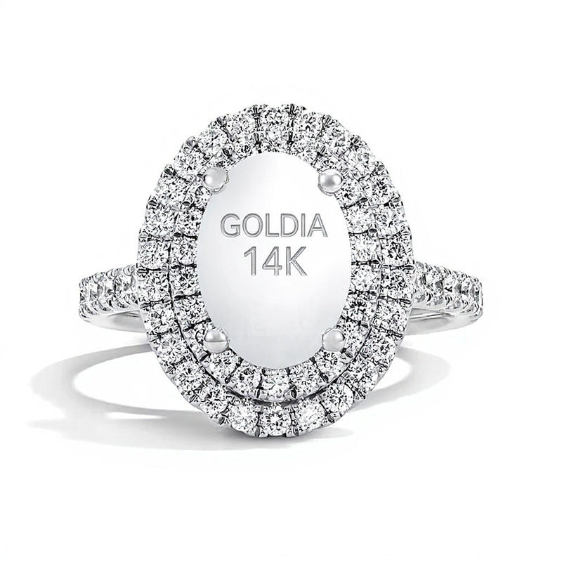 3.0 CT. TW Halo-Verlobungsring mit ovalem Labordiamant in 14K Weißgold (F/VS2)