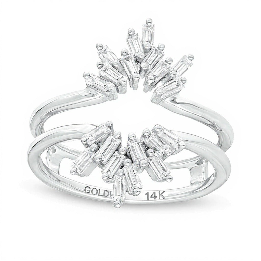 0.5 ct. Gesamtgewicht Baguette Diamant Solitär-Enhancer in 14K Weißgold
