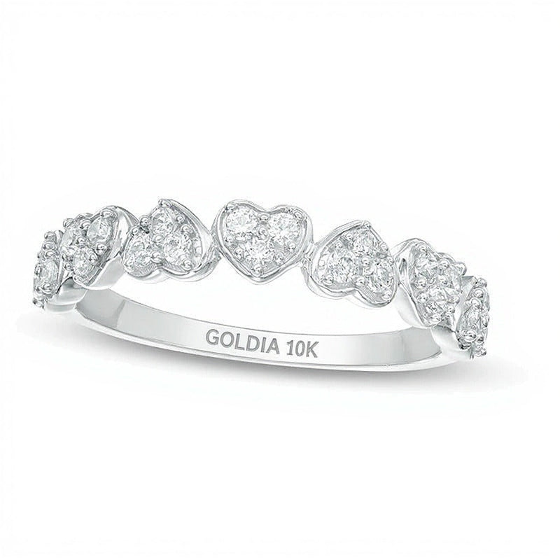 0.33 ct. Gesamtgewicht Diamant Ehering mit Herz in 10K Weißgold