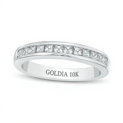0.63 ct. Gesamtgewicht Ehering mit Diamanten im Princess-Schliff in 10K Weißgold