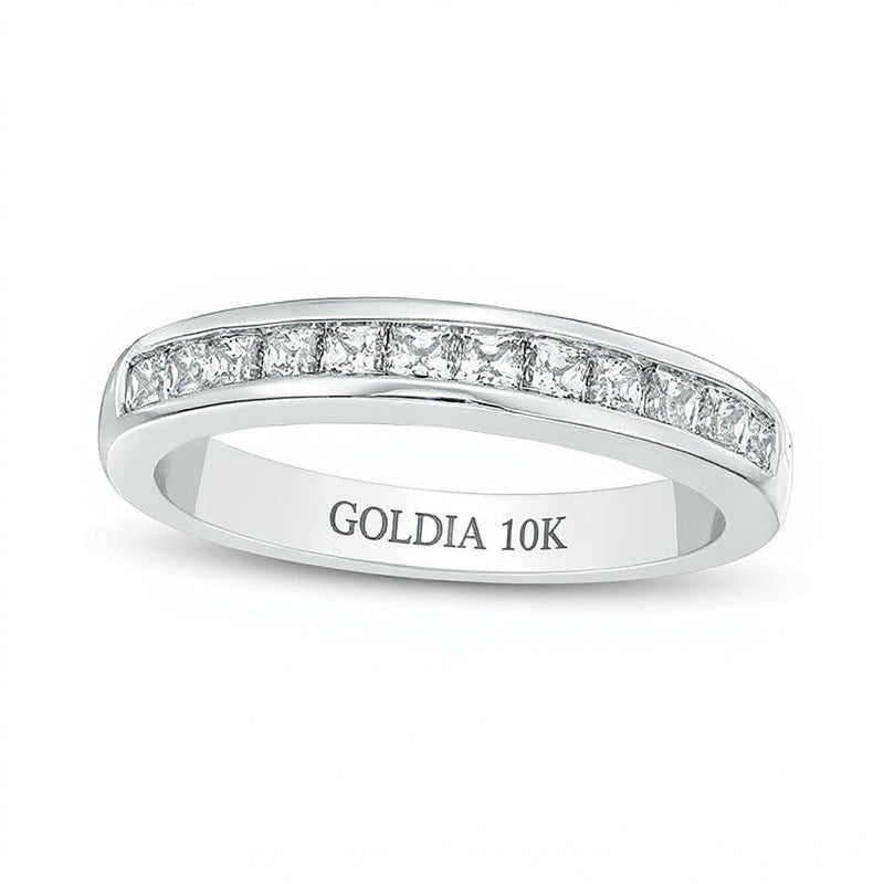 0.63 ct. Gesamtgewicht Ehering mit Diamanten im Princess-Schliff in 10K Weißgold