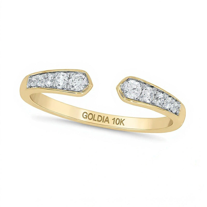 0.2 ct. Gesamtgewicht Diamant Ring mit ansteigendem Besatz und offener Schiene in 10K Gelbgold