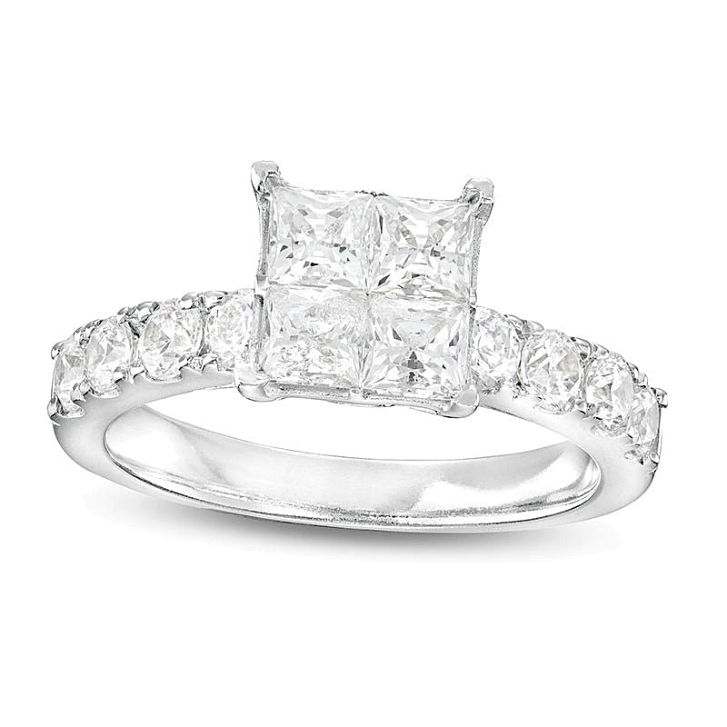 Verlobungsring mit vier Princess-Diamanten 2.0 ct. Gesamtgewicht in 14K Weißgold