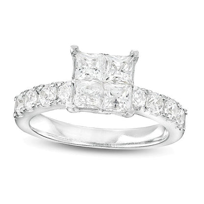 Verlobungsring mit vier Princess-Diamanten 2.0 ct. Gesamtgewicht in 14K Weißgold