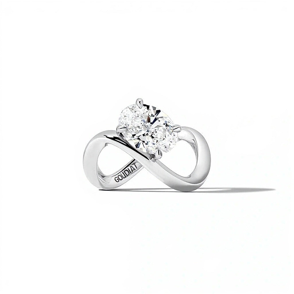 2.0 ct. ovaler Labordiamant Solitär Infinity-Ring in Platin (F/VS2)