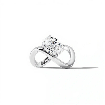 2.0 ct. ovaler Labordiamant Solitär Infinity-Ring in Platin (F/VS2)