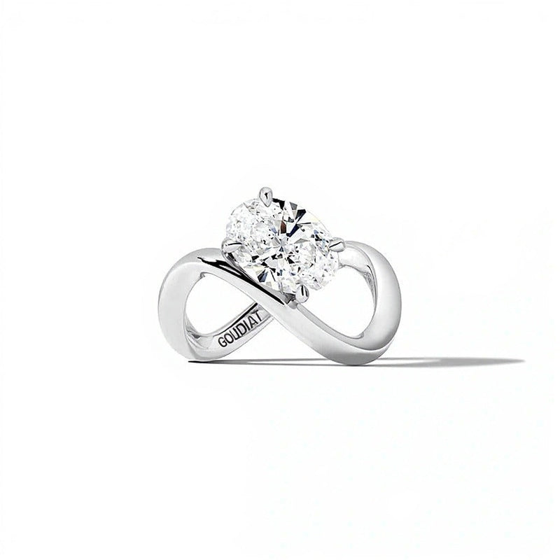 2.0 ct. ovaler Labordiamant Solitär Infinity-Ring in Platin (F/VS2)