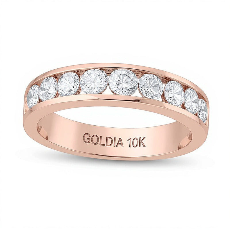 1,25 ct. Gesamtgewicht Diamant Ring mit neun Steinen, kanalgefasst, in 10K Roségold (I/I2)