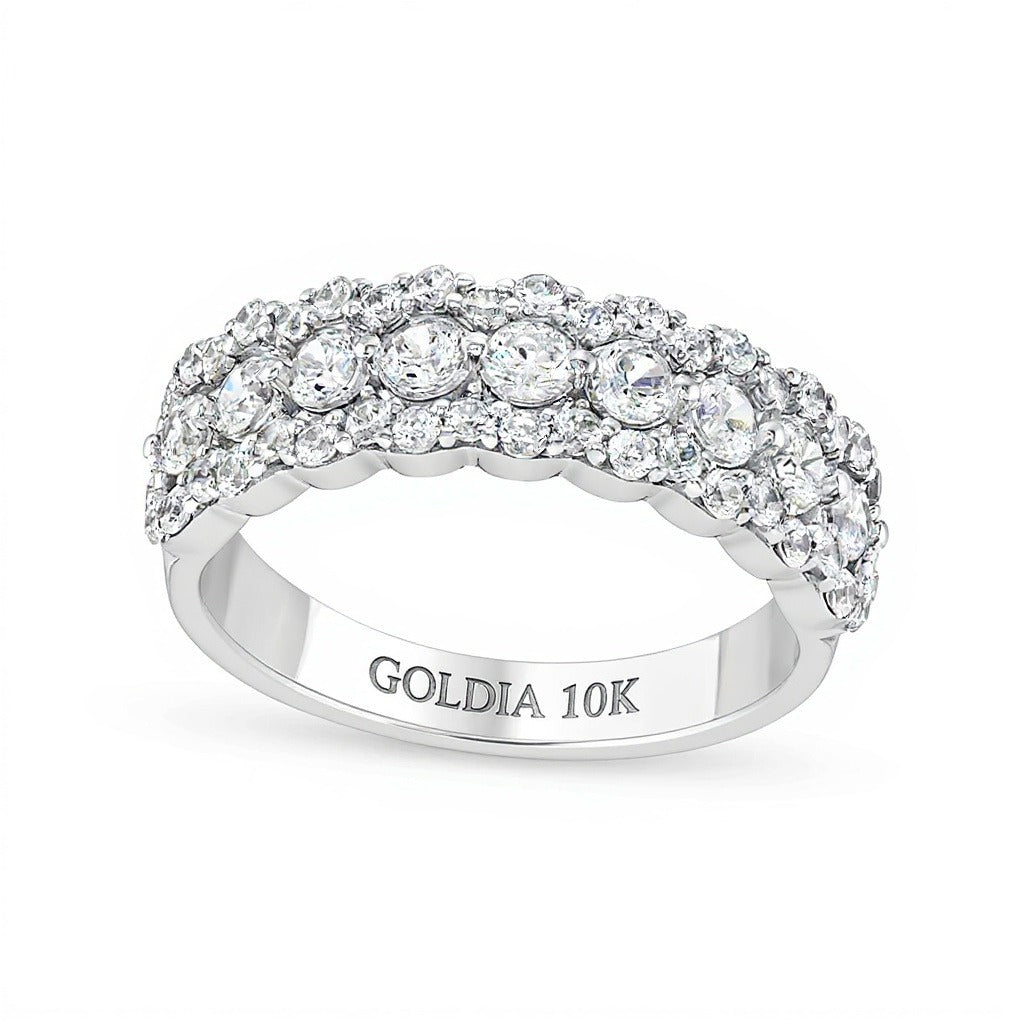 1.0 ct. Gesamtgewicht Diamant-Ring mit Muschelrand in 10K Weißgold