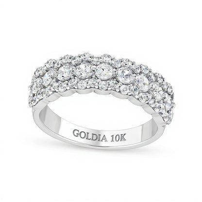 1.0 ct. Gesamtgewicht Diamant-Ring mit Muschelrand in 10K Weißgold