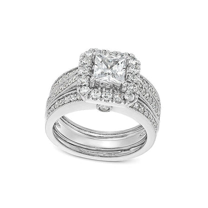 Braut-Set mit Labordiamanten im Princess-, Rund- und Kissenschliff, 2.0 ct. Gesamtgewicht, in 14K Weißgold (F/VS2)
