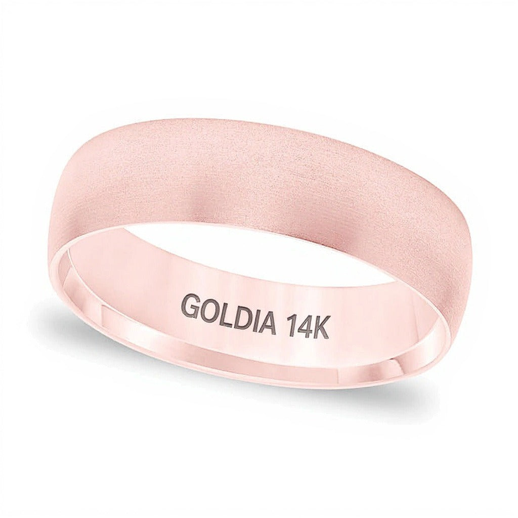 6,0mm Ehering mit Komfortschliff und mattem Finish in 14K Roségold