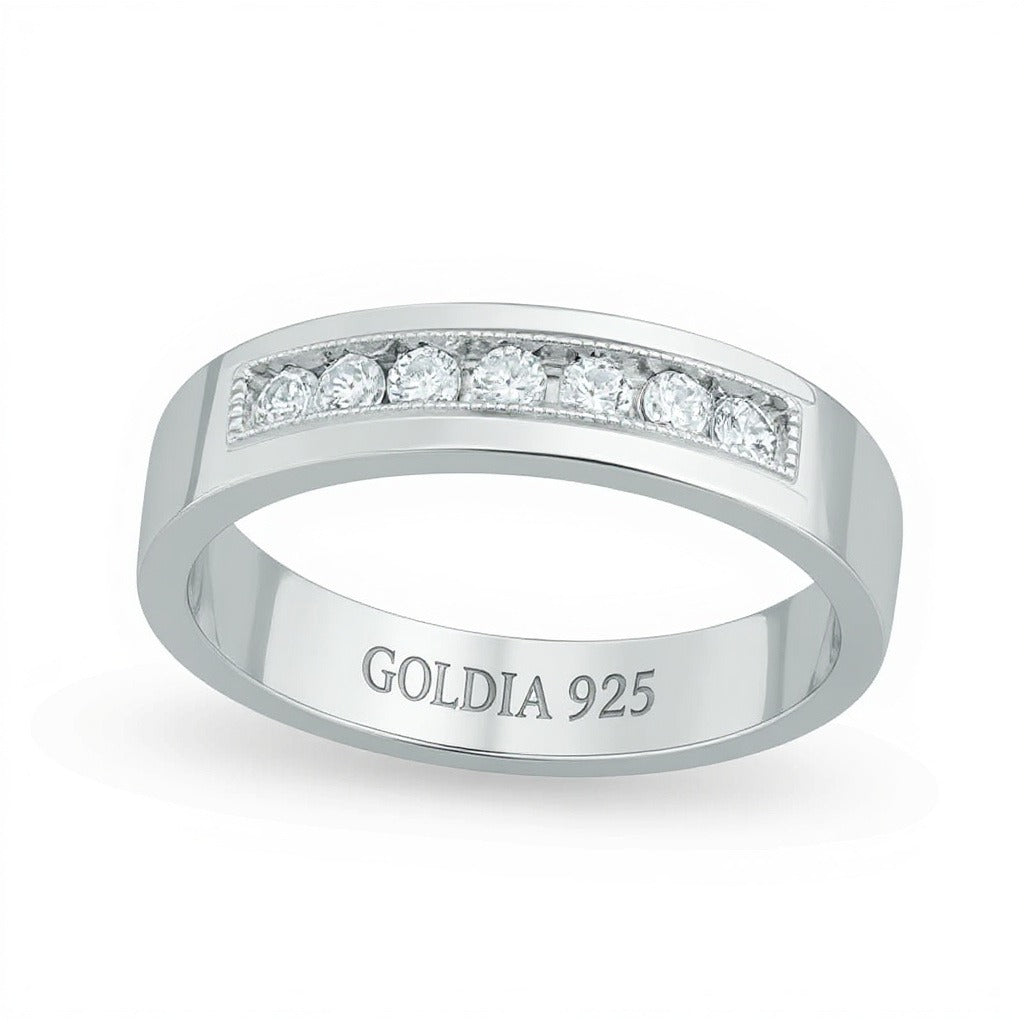 0,25 ct. Gesamtgewicht Diamant-Ehering aus rhodiniertem Sterlingsilber