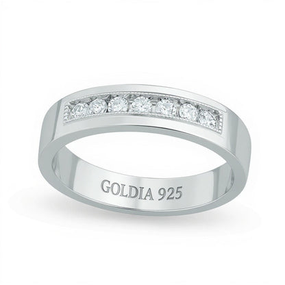 0,25 ct. Gesamtgewicht Diamant-Ehering aus rhodiniertem Sterlingsilber