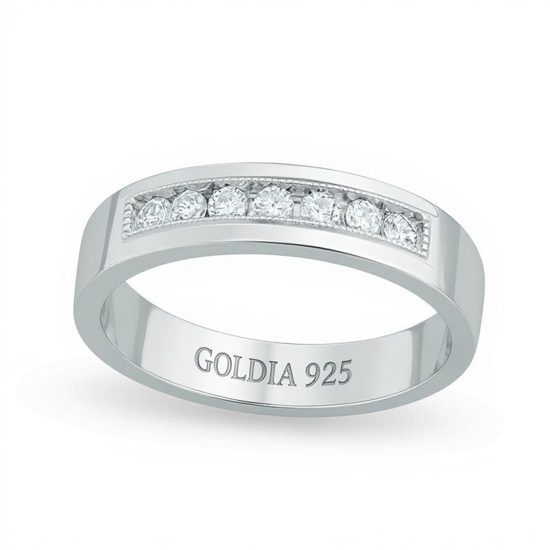 0,25 ct. Gesamtgewicht Diamant-Ehering aus rhodiniertem Sterlingsilber