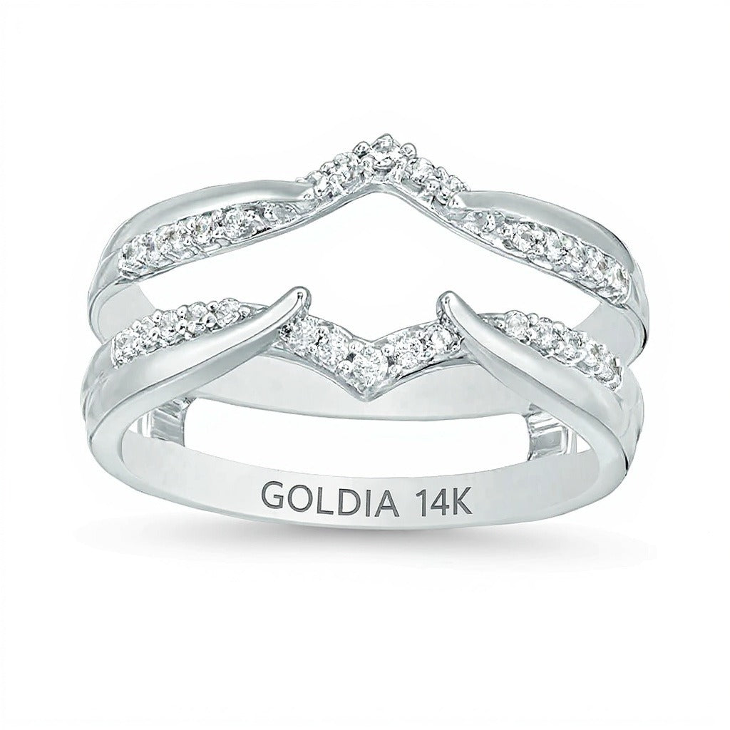 0.2 CT. Gesamtgewicht Diamant Chevron Solitär-Enhancer in 14K Weißgold