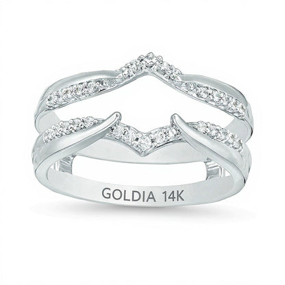 0.2 CT. Gesamtgewicht Diamant Chevron Solitär-Enhancer in 14K Weißgold