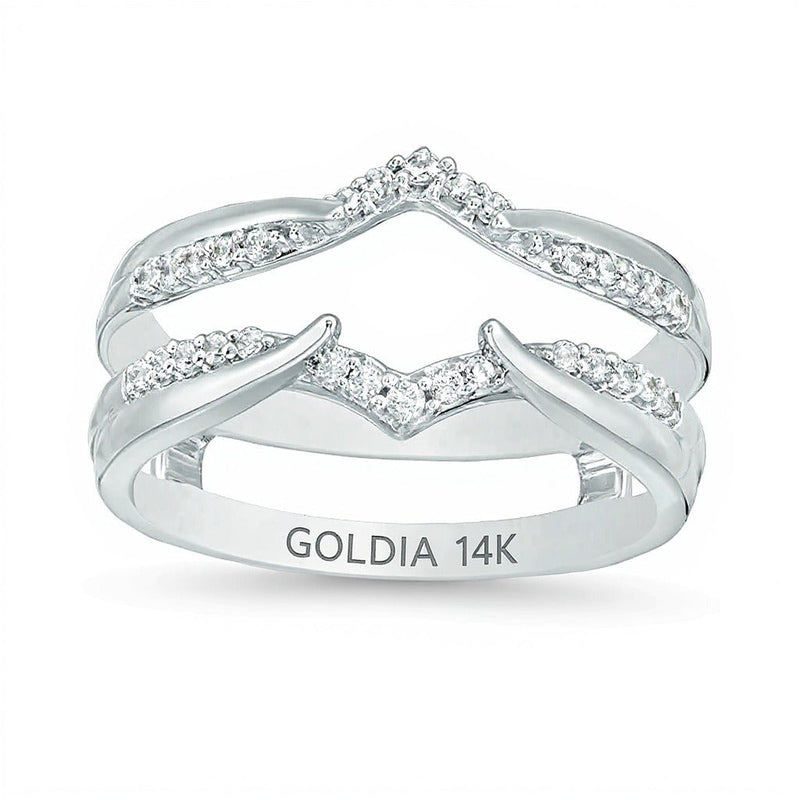 0.2 CT. Gesamtgewicht Diamant Chevron Solitär-Enhancer in 14K Weißgold