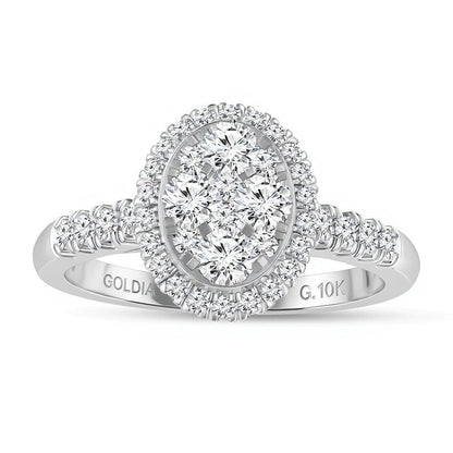 0,5 ct. Gesamtgewicht Verlobungsring mit ovalem Diamant-Komposit-Rahmen in 10K Weißgold