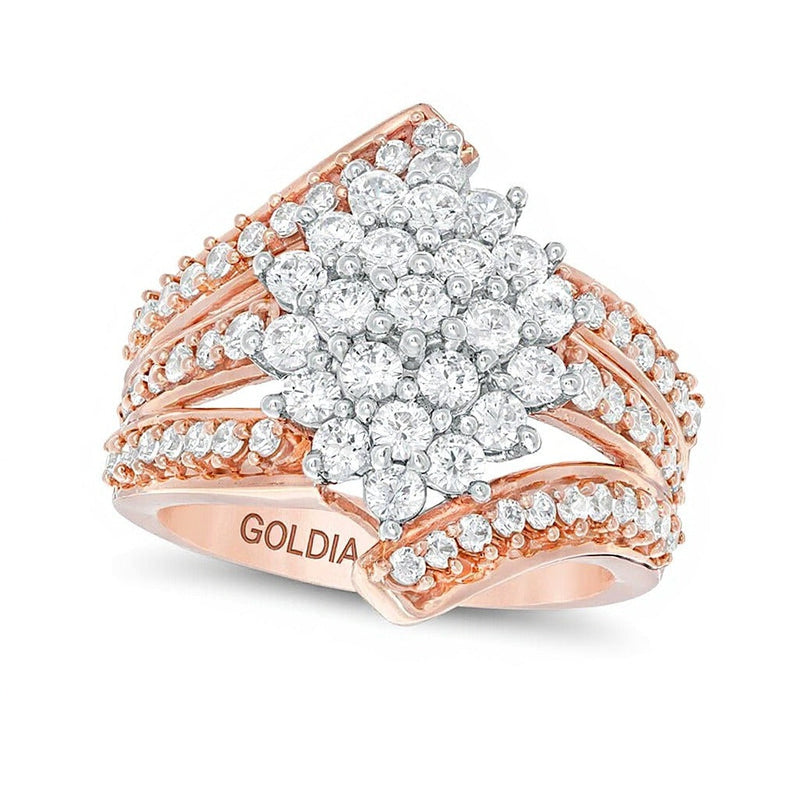 Fashion-Ring im Bypass-Design mit Komposit-Diamanten 2.0 ct. Gesamtgewicht in 10K Roségold